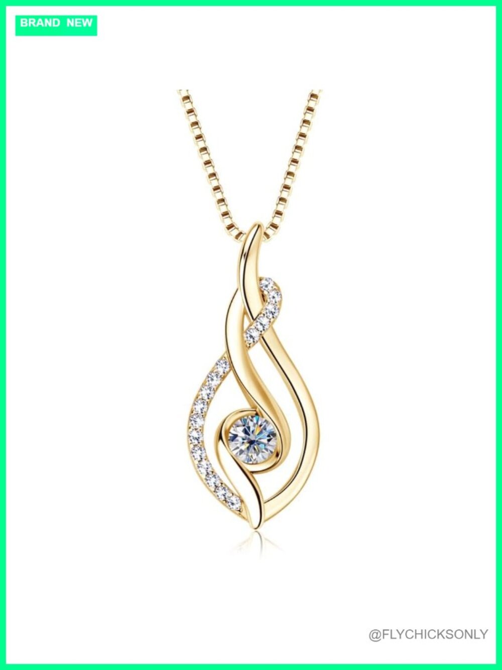 925 Sterling Silver Infinity Pendant Necklace Moissanite 18 Inch Box Chain